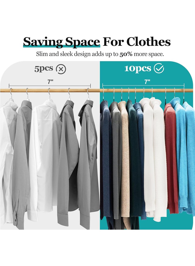 50 Piece Heavy Duty 70g Non Slip Rubber Coated Clothes Hangers Strong Plastic Hangers with Chrome Hook Space Saving Adult Hangers for Shirts Coats Jackets Black/White/Grey/Blue/Pink - Image 4